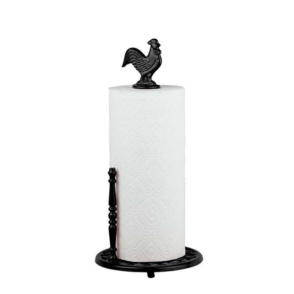 Home Basics Cast Iron Rooster Paper Towel Holder, Black PH44175